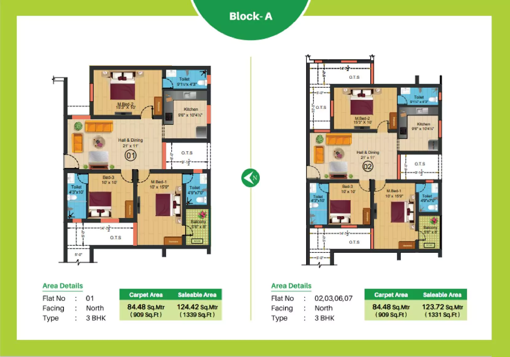 Sree Daksha Olivia Apartments North facing floor plan view 1
