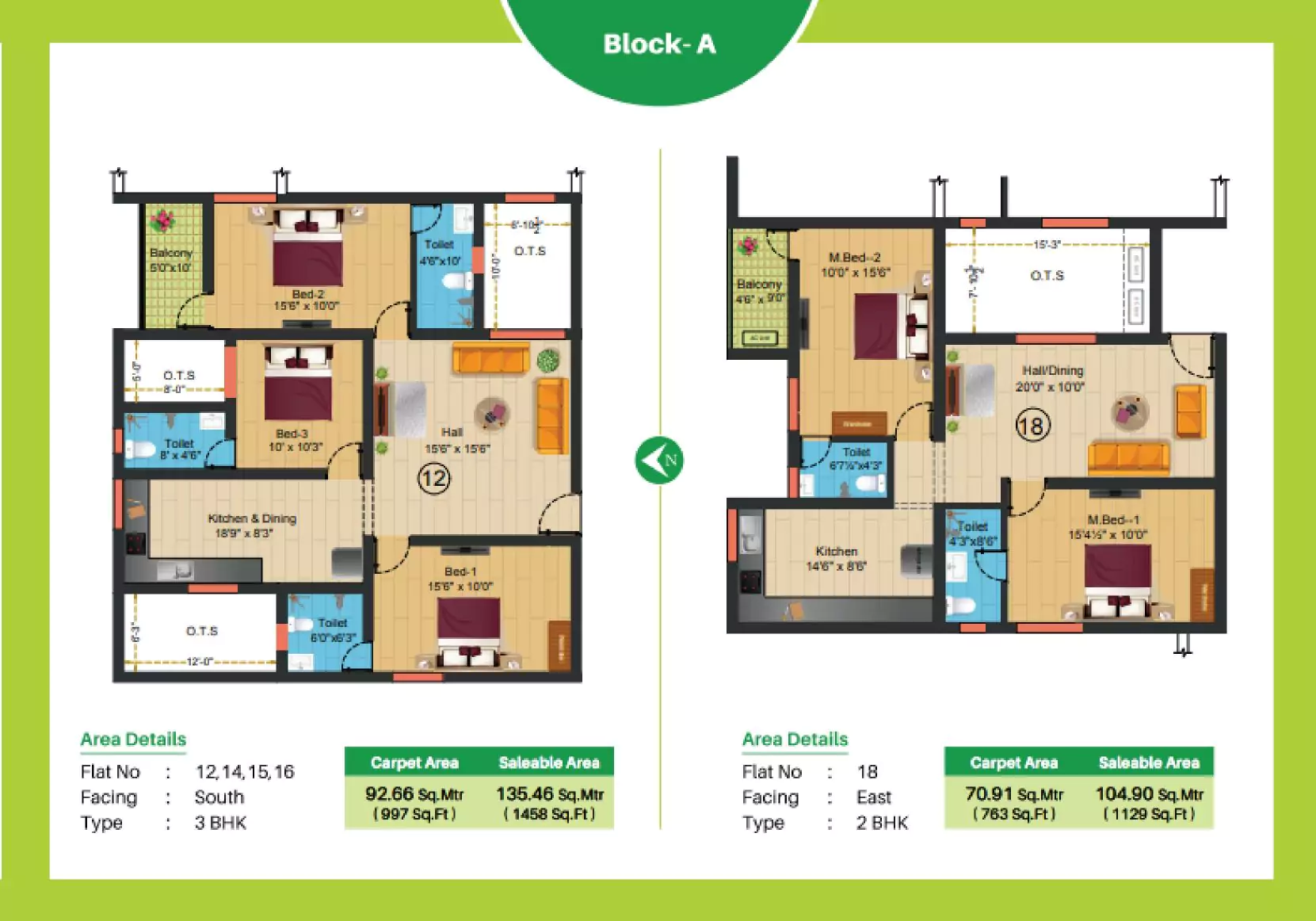 Sree Daksha Olivia Apartments South facing floor plan