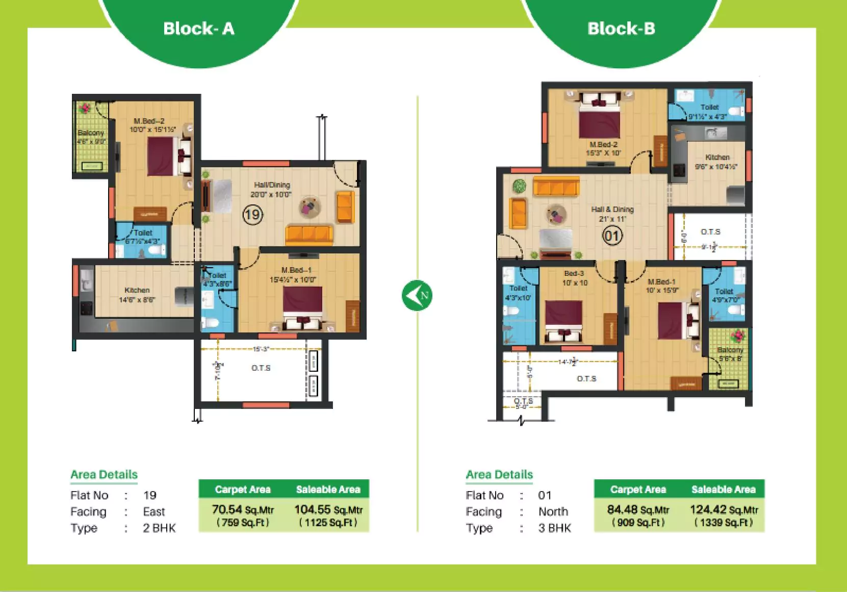 Sree Daksha Olivia Apartments East facing floor plan view 2