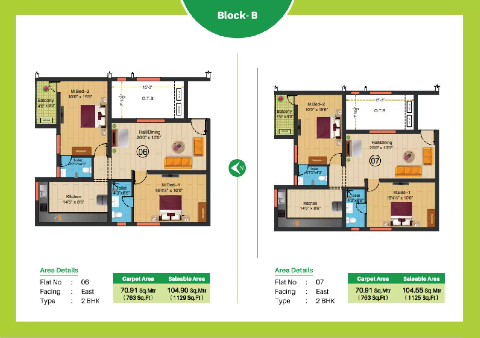 Sree Daksha Olivia Apartments East facing floor plan view 3